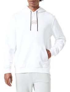 HUGO Herren Dorage Relaxed-Fit Kapuzenpullover aus French Terry mit eingerahmtem Logo Weiß XL