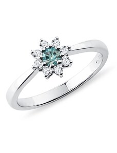 Verlobungsring aus Weißgold mit blauem Diamanten KLENOTA K0240042