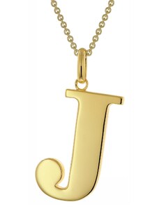 trendor Damen-Kette mit Großem Buchstaben J 925 Silber mit Goldauflage 41790-J-45, 45 cm