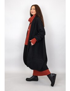 déjà vu Labyrinth Mantel in Tulpenform aus Strick in schwarz Einheitsgröße - dejavu Fashion
