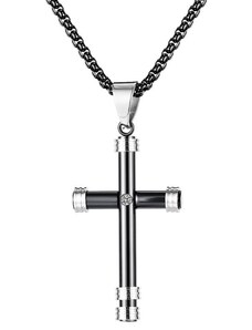 IZMAEL Street Cross Halskette – Schwarz/Silber KP22857