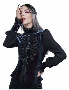 Gothik T-Shirt Frauen - Starlight Star Bright Gothic Blouse With Ruffles - DEVIL FASHION - SHT074