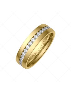 BALCANO - Lucy / Edelstahl Ring mit Zirkonia Kristallen rund herum und 18K Gold Beschichtung