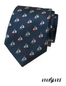 Avantgard Blaue Krawatte mit Segelbootmotiv