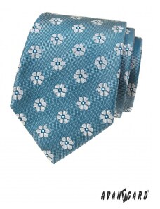 Avantgard Hellblaue Krawatte mit Blumenmuster