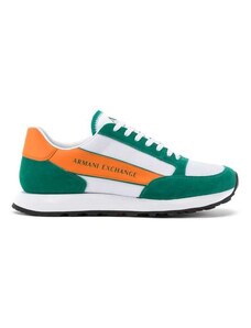 Armani Exchange Herren Osaka Running with Branded Band Sneaker, Green Op Wht Orange, 40 EU