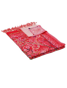 Pranita Schal aus Merinowolle handgestickt Metok rot-rosa