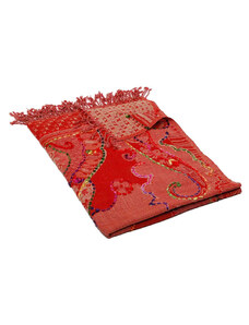 Pranita Schal aus Merinowolle handgestickt rot-beige