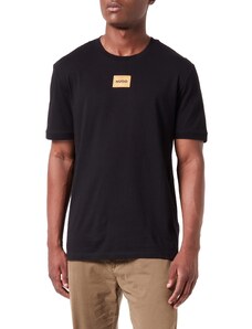 HUGO Herren Diragolino G T-Shirt aus Baumwoll-Jersey mit Logo-Aufnäher in Metallic-Optik Schwarz XXL