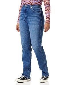 Wrangler Women's Mom Straight Jeans, Smoke SEA, 29W / 34L