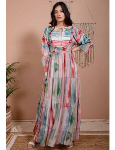 Aroop Tiered Chiffon Maxi Dress - Mulitcolour