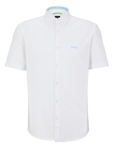 BOSS Herren BIADIA R Regular-Fit Kurzarm-Hemd aus zweifarbiger Baumwolle Weiß S