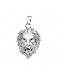 BALCANO - Lion / Edelstahl Löwenkopf Anhänger mit Zirkonia-Edelsteinen und Hochglanzpolierung