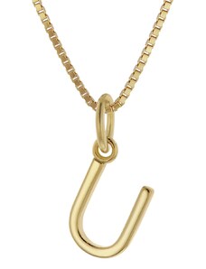 trendor Damen-Kette mit Buchstabe U Anhänger Gold auf Silber 925 15255-U-40, 40 cm