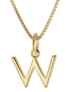 trendor Damen-Kette mit Buchstabe W Anhänger Gold auf Silber 925 15255-W-40, 40 cm