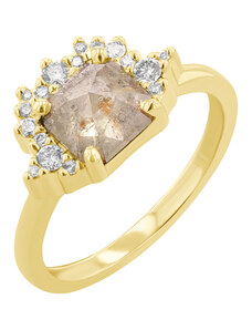 Eppi Goldener Ring mit einem Salt and Pepper Diamanten in Radiantschliff Aleta