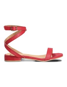 Nae Vegan Shoes Basil Red Vegan Sandals With Ankle Straps