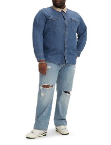 Levi's Herren 501 Original Fit Big & Tall Jeans, Light Indigo Destructed, 46W / 32L