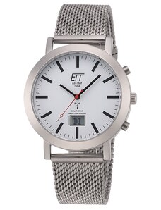Time Tech Herren-Armbanduhr ETT Funk-Solar mit Eco Zugband Station EGS Watch -11580-11M