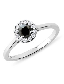 Ring mit schwarzem Diamanten in Weißgold KLENOTA R0281302