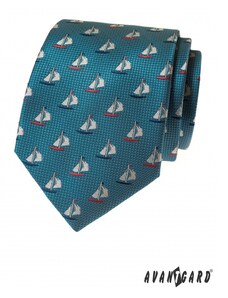 Avantgard Hellblaue Krawatte mit Segelbooten