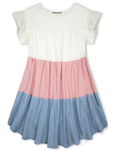 Kleid mit Color-Blocking-Optik rosa/babyblau