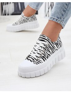 marka niezdefiniowana Schwarz-weiß gemusterte Damen-Plateau-Sneakers Ziratia - Footwear - schwarz || weiß