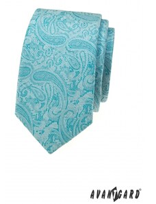 Avantgard Türkise schmale Krawatte mit Paisley-Muster