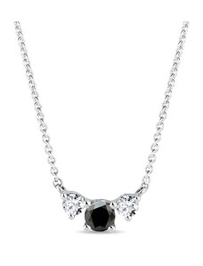 Halskette mit schwarzen und weißen Diamanten in Weißgold KLENOTA N0209302