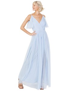 Anaya with Love Damen Dress Maxi Short Sleeve Cami V Neckline Long Length Empire Waist, Light Blue,58