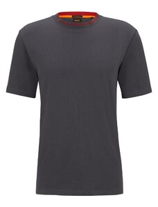 BOSS Herren Terete Relaxed-Fit T-Shirt aus Baumwoll-Jersey mit Detail am Ausschnitt Dunkelgrau L