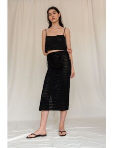 Plexida Crochet Skirt Long - Black