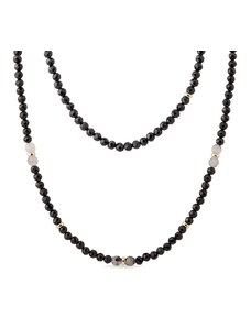 Halskette aus schwarzen Spinellen und Kristallen in Gold KLENOTA K8024873