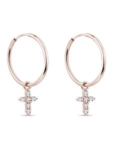 Runde Ohrringe aus Rosegold mit Diamantkreuzen KLENOTA E0917204