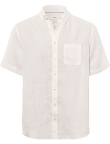 BRAX Herren Style Dan U Linen Garment DYE Herrenhemd aus sommerlichem Leinen mit Button Down Kragen Hemd, White, M