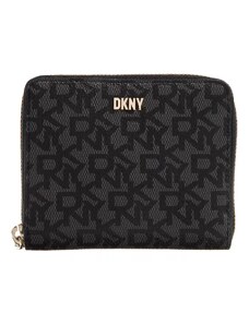 DKNY Women's Bryant Small Zip Around Coated Logo Bi-Fold Wallet, Black