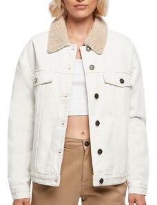 Urban Classics Women's Ladies Oversized Sherpa Denim Jacket Jacke, Offwhite raw, XL