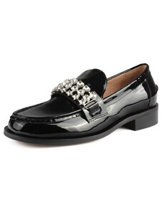 L37 HANDMADE SHOES Damen Lackleder I Handgefertigte Schuhe I Einzigartiger Stil I Invisible Empire Loafer, Black, 40 EU