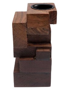 Kare Teelichthalter "Tetris" in Braun - (B)8 x (H)17 x (T)8 cm | onesize