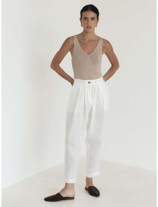 Luciee Tapered Suiting Linen Trouser White