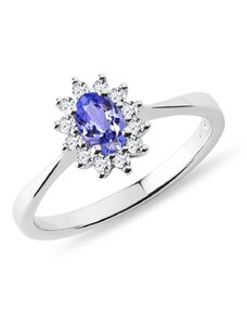 Ring mit ovalem Tansanit und Diamanten aus Weißgold KLENOTA K0245182