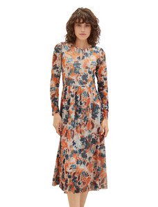 TOM TAILOR Damen 1037927 Mesh Kleid mit Muster, 32367-grey orange tie dye floral, 38