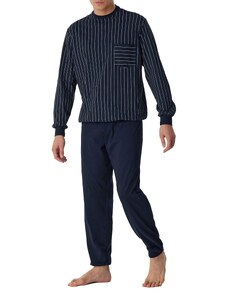 Schiesser Herren Schiesser Herren Schlafanzug Lang mit Bündchen - Nightwear Pyjamaset, Nachtblau, 64 EU
