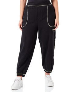 Calvin Klein Damen Jogginghose Sweatpants, Schwarz (Black/Sunny Lime), L