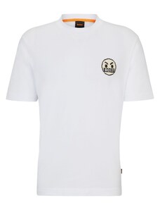 BOSS Herren Teglitchlogo T-Shirt aus Baumwoll-Jersey mit Artwork der Saison Weiß M