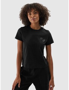 4F Damen T-Shirt mit Print, aus Bio-Baumwolle - schwarz - M