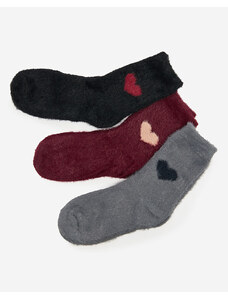 GNG Royalfashion Women's long heart socks 3/pack - rot || schwarz || mehrfarben || Burgund || pigeon gray || Schiefer