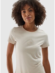 4F Regular Fit T-Shirt mit Recycling-Anteil für Damen - creme - L