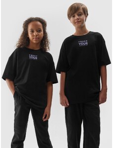 4F Kinder T-Shirt mit Schriftzug - schwarz - 128