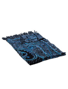 Pranita Schal aus Merinowolle handgestickt Tsewang hellblau-schwarz